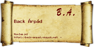 Back Árpád névjegykártya