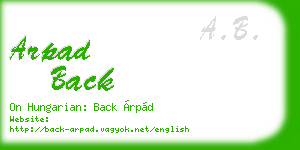 arpad back business card